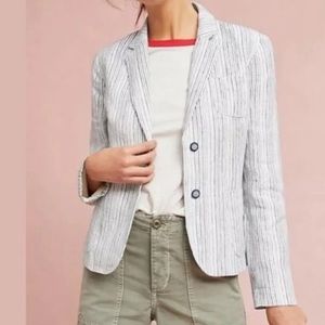 Cartonnier by Anthropologie Linen Stripe Blazer Size 6